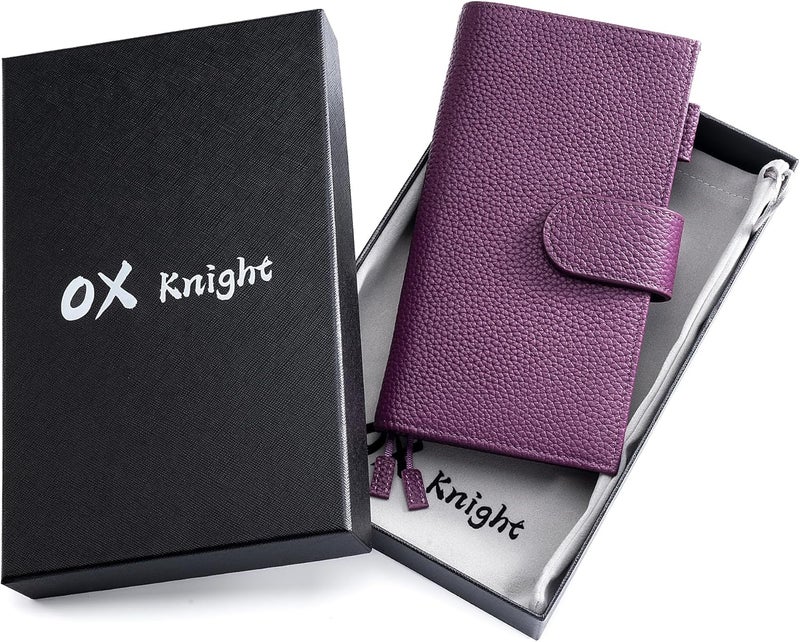 Ox Knight غطاء جلد لهوبونيشي ويكس/ويكس ميغا - مع حلقة قلم، فتحات بطاقات، جيب خلفي، وعلامات مرجعية (بنفسجي) - Image 5